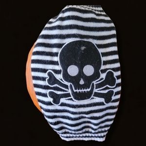 Vtg 2013 Black & White Striped Skull Pet Sweater by Simply Dog Halloween Costume
